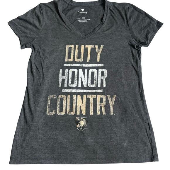 Fanatics Gray, Army West Point "Duty Honor Country" VNeck Short Sleeve TShirt- M - Picture 1 of 8